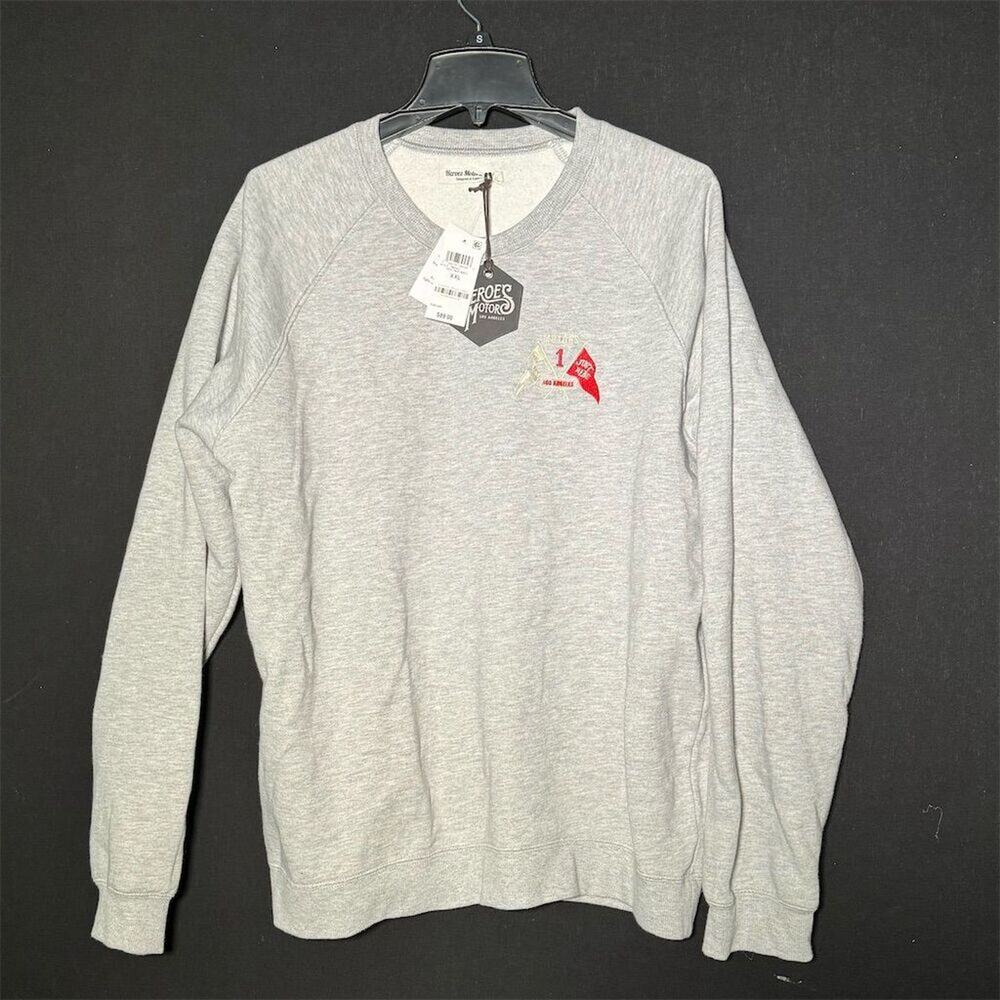 Heroes Motors Men's 2XL Embroidered Crewneck Sweatshirt Heather Grey Graphic